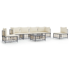 vidaXL 7-részes antracitszürke polyrattan kerti ülőgarnitúra párnákkal (3186722) kerti bútor