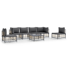 vidaXL 7-részes antracitszürke polyrattan kerti ülőgarnitúra párnákkal (3186723) kerti bútor