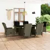 vidaXL 7 részes barna kültéri polyrattan étkezőszett párnákkal