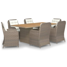 vidaXL 7 részes barna polyrattan kerti étkezőgarnitúra (3059471) kerti bútor