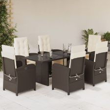 vidaXL 7-részes barna polyrattan kerti étkezőgarnitúra párnával kerti bútor