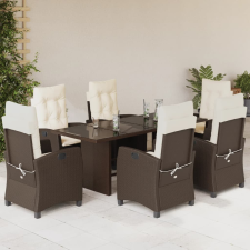 vidaXL 7-részes barna polyrattan kerti étkezőgarnitúra párnával kerti bútor