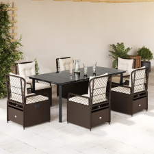 vidaXL 7 részes barna polyrattan kerti étkezőgarnitúra párnával kerti bútor