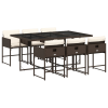 vidaXL 7 részes barna polyrattan kerti étkezőgarnitúra párnával