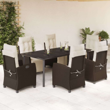 vidaXL 7-részes barna polyrattan kerti étkezőgarnitúra párnával kerti bútor