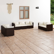 vidaXL 7-részes barna polyrattan kerti ülőgarnitúra párnákkal kerti bútor