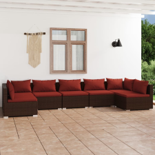 vidaXL 7 részes barna polyrattan kerti ülőgarnitúra párnákkal kerti bútor