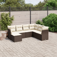 vidaXL 7 részes barna polyrattan kerti ülőgarnitúra párnákkal kerti bútor