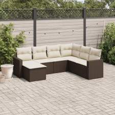 vidaXL 7 részes barna polyrattan kerti ülőgarnitúra párnákkal kerti bútor