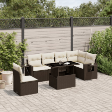 vidaXL 7 részes barna polyrattan kerti ülőgarnitúra párnákkal kerti bútor
