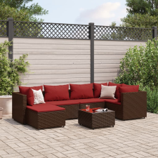 vidaXL 7 részes barna polyrattan kerti ülőgarnitúra párnákkal kerti bútor