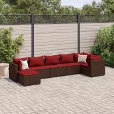 vidaXL 7 részes barna polyrattan kerti ülőgarnitúra párnákkal kerti bútor