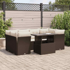 vidaXL 7 részes barna polyrattan kerti ülőgarnitúra párnákkal kerti bútor