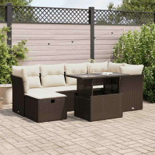 vidaXL 7 részes barna polyrattan kerti ülőgarnitúra párnákkal kerti bútor