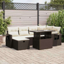 vidaXL 7 részes barna polyrattan kerti ülőgarnitúra párnákkal kerti bútor
