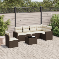 vidaXL 7 részes barna polyrattan kerti ülőgarnitúra párnákkal kerti bútor
