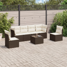 vidaXL 7 részes barna polyrattan kerti ülőgarnitúra párnákkal kerti bútor