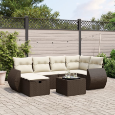 vidaXL 7 részes barna polyrattan kerti ülőgarnitúra párnákkal kerti bútor
