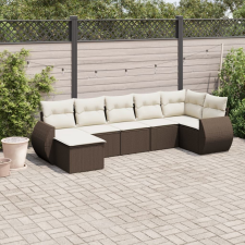 vidaXL 7 részes barna polyrattan kerti ülőgarnitúra párnákkal kerti bútor