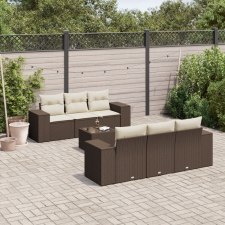 vidaXL 7 részes barna polyrattan kerti ülőgarnitúra párnákkal kerti bútor