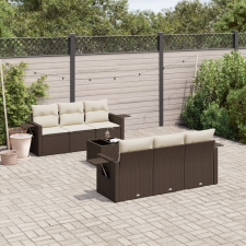 vidaXL 7 részes barna polyrattan kerti ülőgarnitúra párnákkal kerti bútor