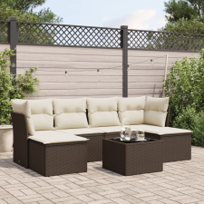 vidaXL 7 részes barna polyrattan kerti ülőgarnitúra párnákkal kerti bútor