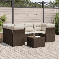 vidaXL 7 részes barna polyrattan kerti ülőgarnitúra párnákkal kerti bútor