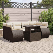vidaXL 7 részes barna polyrattan kerti ülőgarnitúra párnákkal kerti bútor