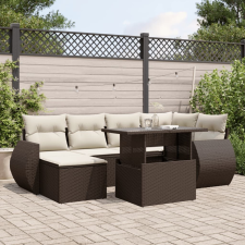 vidaXL 7 részes barna polyrattan kerti ülőgarnitúra párnákkal kerti bútor