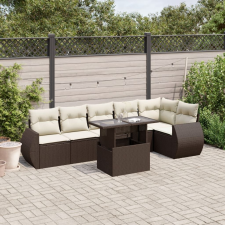vidaXL 7 részes barna polyrattan kerti ülőgarnitúra párnákkal kerti bútor