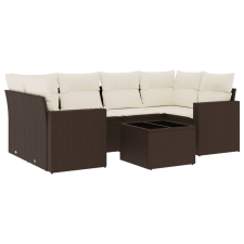 vidaXL 7 részes barna polyrattan kerti ülőgarnitúra párnákkal (3218713) kerti bútor