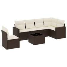vidaXL 7 részes barna polyrattan kerti ülőgarnitúra párnákkal (3219033) kerti bútor