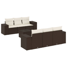 vidaXL 7 részes barna polyrattan kerti ülőgarnitúra párnákkal (3222312) kerti bútor