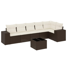 vidaXL 7 részes barna polyrattan kerti ülőgarnitúra párnákkal (3254940) kerti bútor