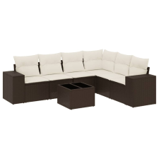 vidaXL 7 részes barna polyrattan kerti ülőgarnitúra párnákkal (3254960) kerti bútor