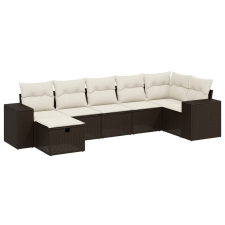 vidaXL 7 részes barna polyrattan kerti ülőgarnitúra párnákkal (3264439) kerti bútor
