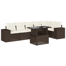 vidaXL 7 részes barna polyrattan kerti ülőgarnitúra párnákkal (3269183) kerti bútor