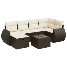 vidaXL 7 részes barna polyrattan kerti ülőgarnitúra párnákkal (3325599) kerti bútor