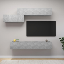 vidaXL 7 részes betonszürke forgácslap TV-szekrényszett bútor