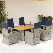 vidaXL 7 részes bézs polyrattan kerti étkezőgarnitúra párnákkal kerti bútor