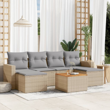vidaXL 7 részes bézs polyrattan kerti ülőgarnitúra párnákkal kerti bútor