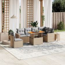 vidaXL 7 részes bézs polyrattan kerti ülőgarnitúra párnákkal kerti bútor