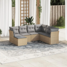 vidaXL 7 részes bézs polyrattan kerti ülőgarnitúra párnákkal kerti bútor