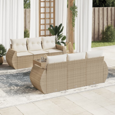 vidaXL 7 részes bézs polyrattan kerti ülőgarnitúra párnákkal kerti bútor