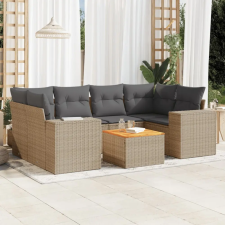 vidaXL 7 részes bézs polyrattan kerti ülőgarnitúra párnákkal kerti bútor