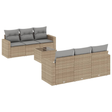 vidaXL 7 részes bézs polyrattan kerti ülőgarnitúra párnákkal (3218699) kerti bútor