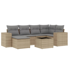 vidaXL 7 részes bézs polyrattan kerti ülőgarnitúra párnákkal (3255206) kerti bútor
