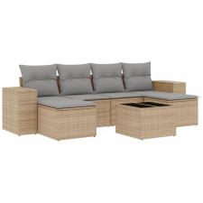 vidaXL 7 részes bézs polyrattan kerti ülőgarnitúra párnákkal (3255266) kerti bútor