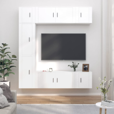 vidaXL 7 részes fehér szerelt fa TV-szekrényszett bútor