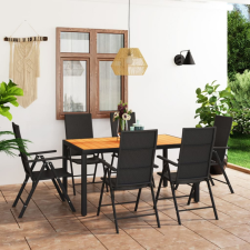 vidaXL 7 részes fekete-barna kerti étkezőgarnitúra kerti bútor